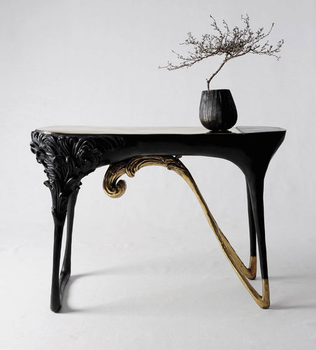 Consolle design originale - MUTATION - MASAYA - in ottone / con supporto in ottone / ovale