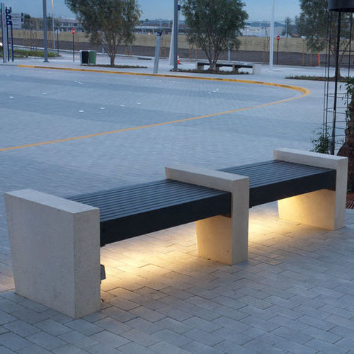 Panca per spazi pubblici contemporanea - CANTERBURY DESIGNS - in calcestruzzo / in composito / luminosa
