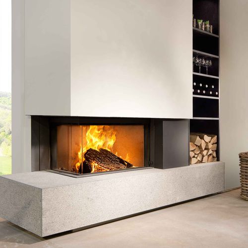 Camino a legna - KALFIRE HEAT PURE W65/38C - Bespoke Fireplace Designs - da incasso / ad angolo / con focolare chiuso