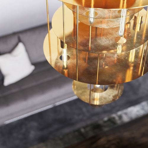 Lampadario contemporaneo - VANTAA - cameron designhouse - in metallo spazzolato / in metallo lucido / LED