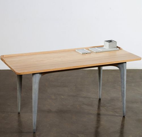 Scrivania contemporanea - SALK  - District 8 - in rovere / in calcestruzzo