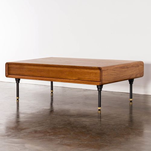 Tavolino basso contemporaneo - DISTRIKT  - District 8 - in rovere / in acciaio / in ottone