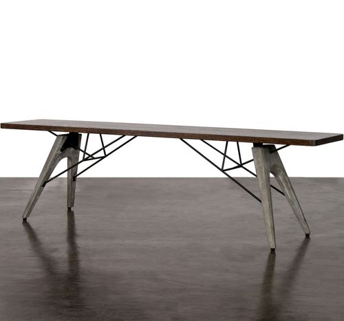Panca contemporanea - KAHN  - District 8 - in rovere / in metallo / in cemento armato