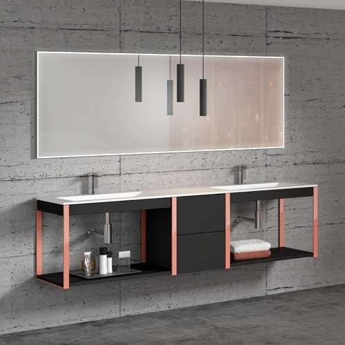 Mobile lavabo doppio - LOFT - Decosan - a muro / in acciaio laccato / contemporaneo