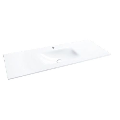 Lavabo da incasso - GLASS BLANCO - Decosan - in vetro / con piano integrato / rettangolare
