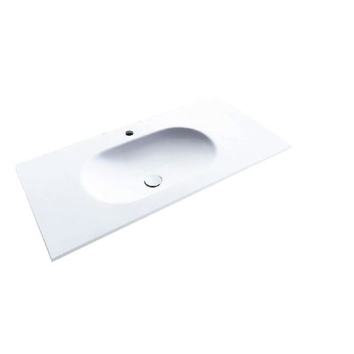 Lavabo da incasso - OVAL - Decosan - in Solid Surface / con piano integrato / rettangolare