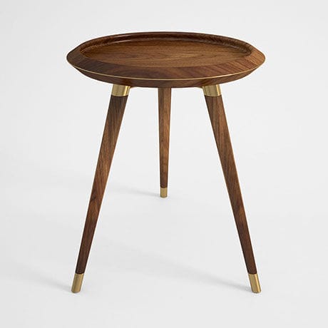 Tavolo d'appoggio contemporaneo - Deil - Muranti - in noce americano / con supporto in ottone lucido / con supporto in legno