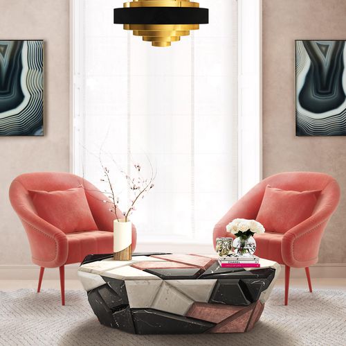 Tavolino basso design originale - Topaz - Muranti - in marmo / con supporto in marmo / su misura