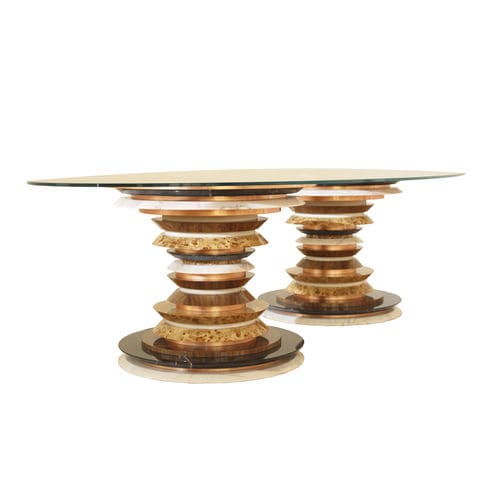 Tavolo da pranzo contemporaneo - Agate - Muranti - in vetro / con supporto in noce americano / con supporto in marmo