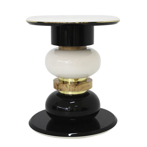 Tavolo d'appoggio contemporaneo - Hematite - Muranti - in pietra / con supporto in ottone lucido / con supporto in legno laccato