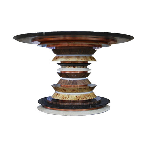 Tavolo contemporaneo - Agate - Muranti - in marmo / con supporto in rame / con supporto in noce americano