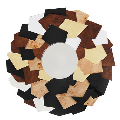 Specchio a muro - Andalusite - Muranti - design originale / rotondo / in noce