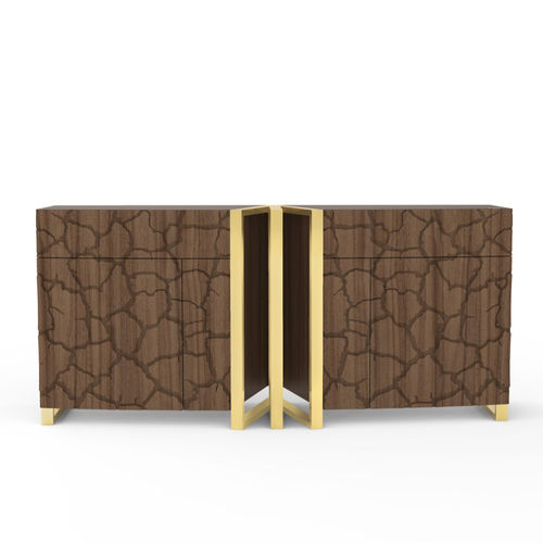 Credenza contemporanea - Kozmus - Muranti - in noce americano / in ottone lucidato / su misura