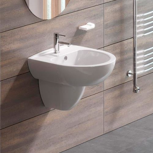 Lavabo sospeso - NAUTILUS - Valadares - in ceramica / a forma di D / contemporaneo