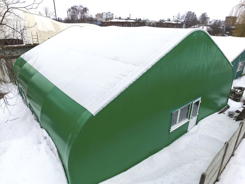 Tensostruttura su ossatura metallica - HANGAR - HOLSTROY - per tettoia / per applicazioni industriali / con membrana in PVC