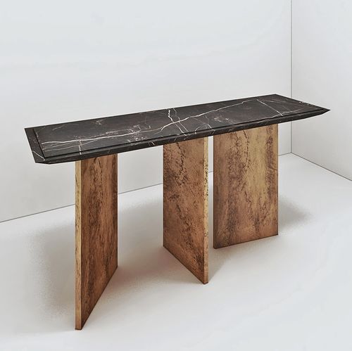 Consolle contemporanea - TIGER - MAPSWONDERS - in marmo / con supporto in ottone / rettangolare