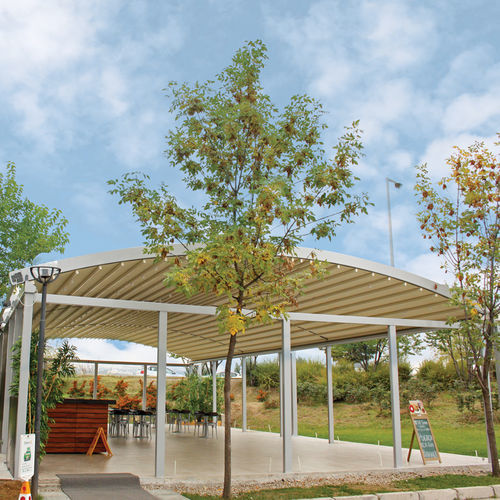 Pergola autoportante - PEARL PLUS - BYART GROUP - in alluminio / con copertura scorrevole / a motore