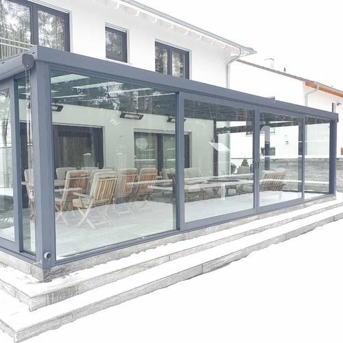 Pergola autoportante - WINTER GARDEN - BYART GROUP - addossata / in alluminio / con copertura in vetro