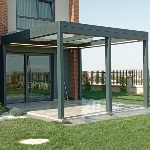 Pergola autoportante - SELECT  - BYART GROUP - addossata / in alluminio / con copertura scorrevole