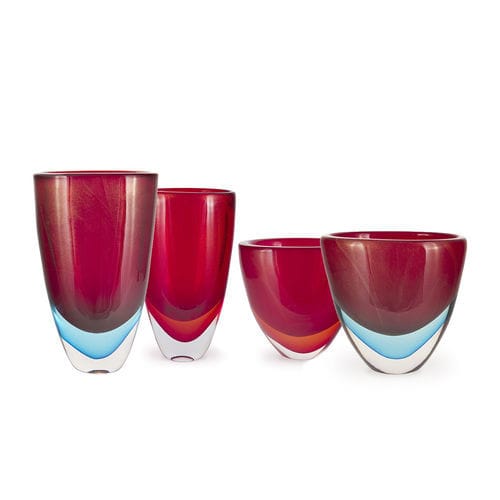 Vaso contemporaneo - SBRUFFO - Alberto Dona - in vetro soffiato / fatto a mano / rosso