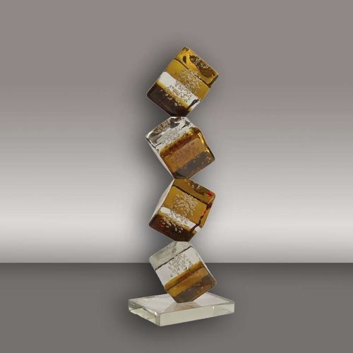 Scultura in vetro soffiato - 4 CUBES - Alberto Dona - da appoggio / contract / dorata