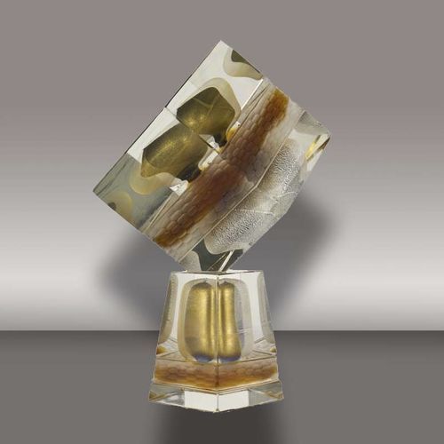 Scultura in vetro soffiato - CUBE  - Alberto Dona - da appoggio / contract / dorata