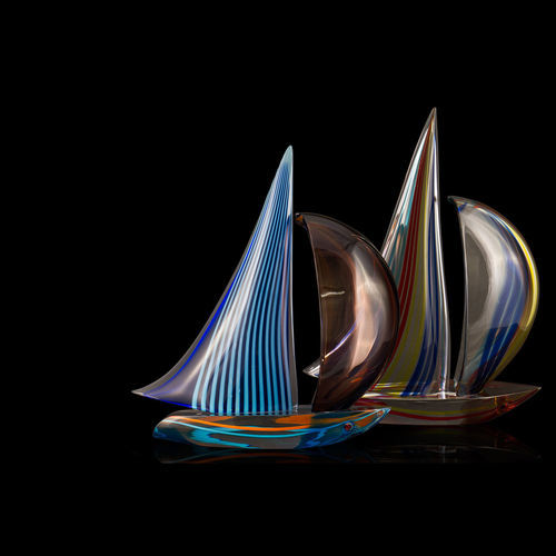 Scultura in vetro soffiato - SAIL BOAT - Alberto Dona - da appoggio / contract / multicolore