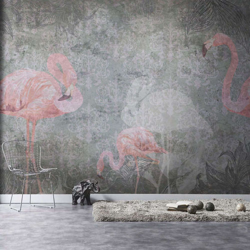 Carta da parati contemporanea - FLAMINGO - WallyArt - in tessuto non tessuto / in fibra di vetro / in vinile