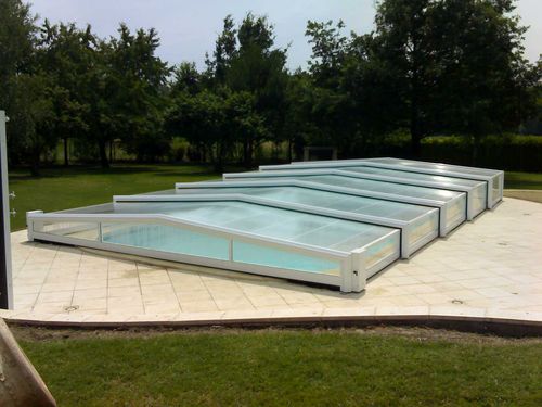 Copertura per piscina bassa - Petra 300 - planetabri - telescopica / in alluminio / in policarbonato