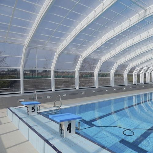 Copertura per piscina alta - Magda - planetabri - telescopica / in alluminio / in policarbonato