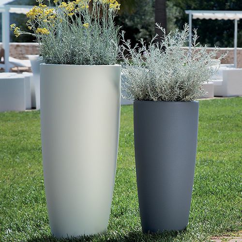 Vaso da giardino in polietilene rotostampato - CROMIA : STILO ROUND - MONACIS - rotondo / antracite / marrone