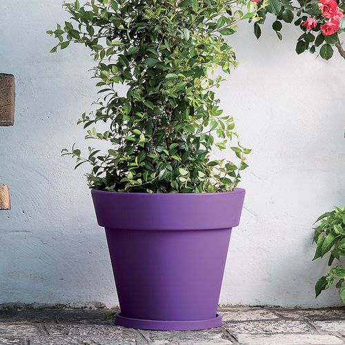Vaso da giardino in polietilene rotostampato - CROMIA : GEMMA - MONACIS - rotondo / antracite / marrone