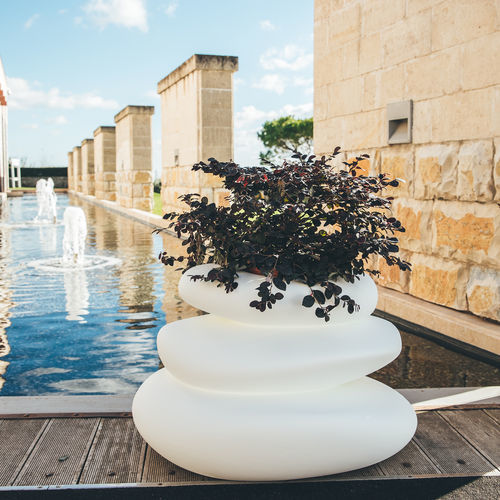 Vaso da giardino in polietilene rotostampato - CROMIA: EDEN - MONACIS - bianco / grigio / marrone