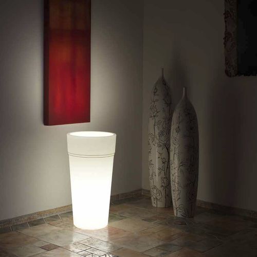 Vaso da giardino in plastica - STEM LUCE / STALK LUCE - TeraPlast - da appoggio / rotondo / luminoso