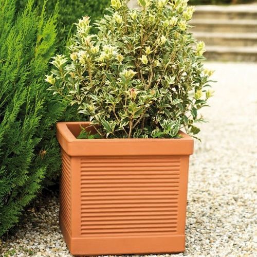 Vaso da giardino in polietilene rotostampato - Millerighe - PASQUINI & BINI - rettangolare / per uso residenziale / antracite