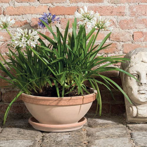 Fioriera in terracotta - GRAFFIATA : SCRATCHED LIPPED BOWL - DEGREA - rotonda / contemporanea / da esterno