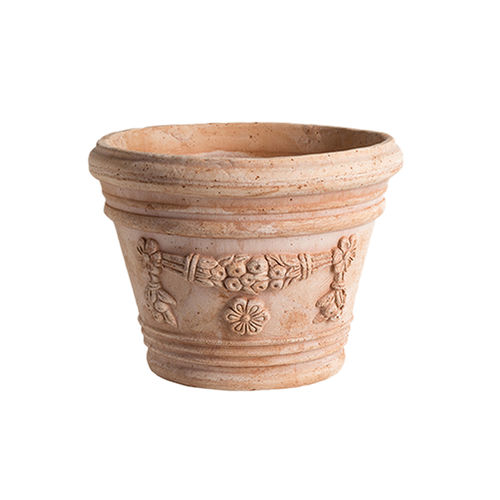 Vaso da giardino in terracotta - OASI : LIBERTY DECORATED - DEGREA - in laterizio / rotondo