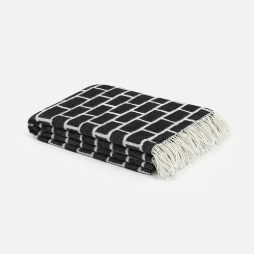 Coperta in lana merinos - BRICK - hem