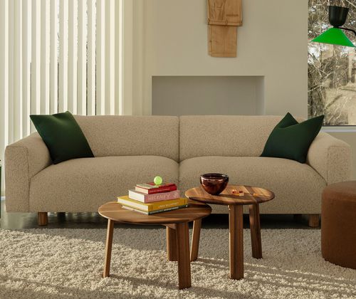 Divano contemporaneo - KOTI - hem - in lana / con braccioli / grigio