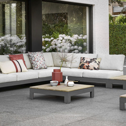 Tavolino basso contemporaneo - STICKS AND MORE - applebee - in teak / con supporto in alluminio / rettangolare