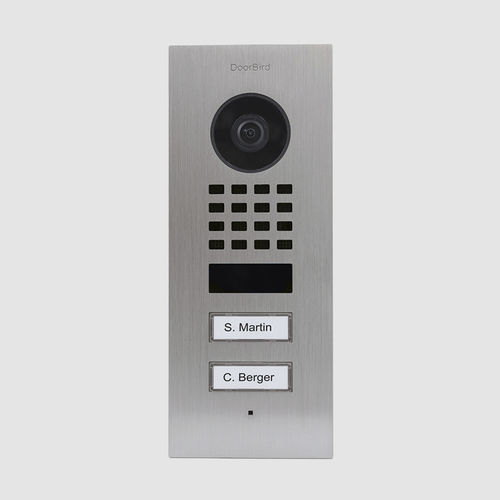 Citofono esterno per montaggio a filo - D1102V - DoorBird - in acciaio inossidabile spazzolato / residenziale / da incasso