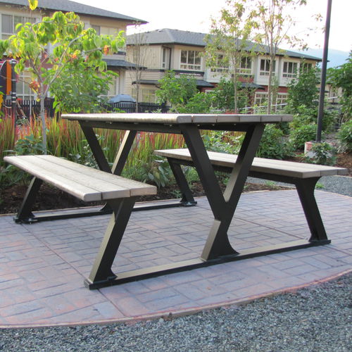 Tavolo da picnic contemporaneo - BAYVIEW - Wishbone Site Furnishings - in alluminio / in plastica riciclata / rettangolare