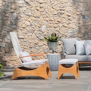 Poltrona contemporanea - Iaia - Tidelli - in tessuto / in legno / con poggiapiedi