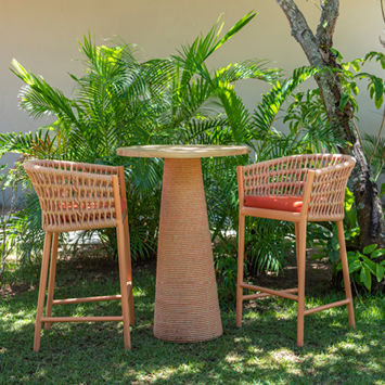 Sedia alta contemporanea - Kauai  - Tidelli - da esterno / in tessuto / in corda