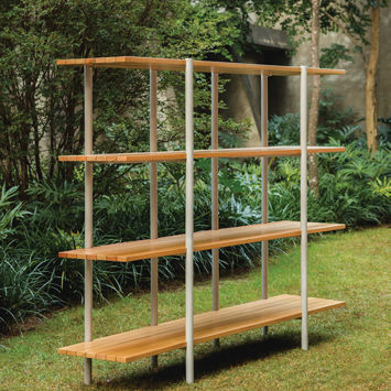 Scaffale contemporaneo - Boss  - Tidelli - in eucalipto / in alluminio / da esterno