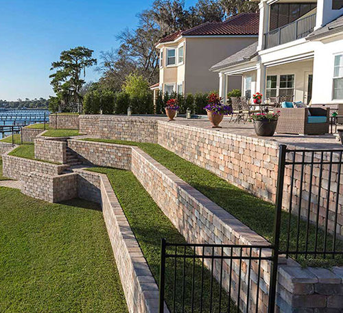 Blocco di calcestruzzo pieno - STONEGATE - PAVESTONE - per muro di contenimento / incastrabile / aspetto pietra