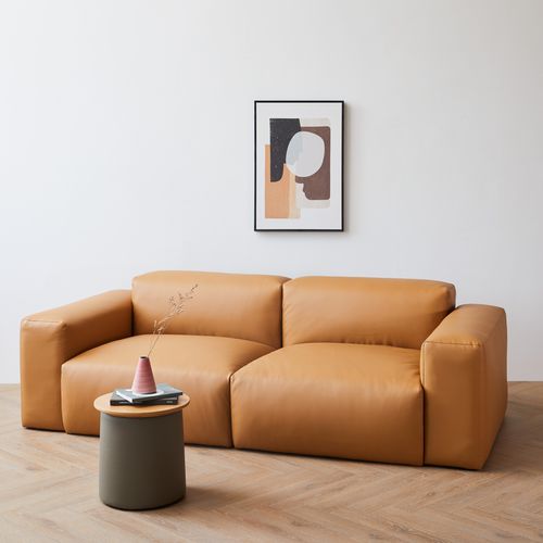 Divano contemporaneo - DEEP  - PORVENTURA - in ecopelle / marrone / per uso contract