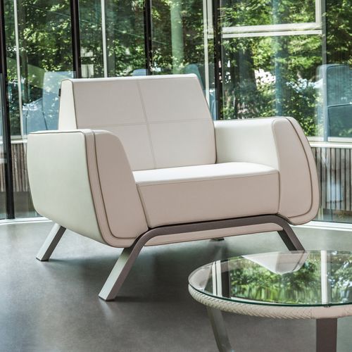 Poltrona contemporanea - LOUNGESESSEL - BOXMARK Leather d.o.o. - in pelle / in alluminio / con cuscino rimovibile
