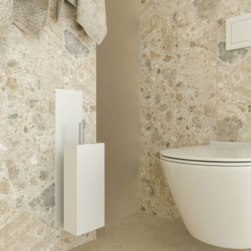 Distributore di carta igienica da parete - C • basic - 3S design - in acciaio / nero / con portaspazzola per WC