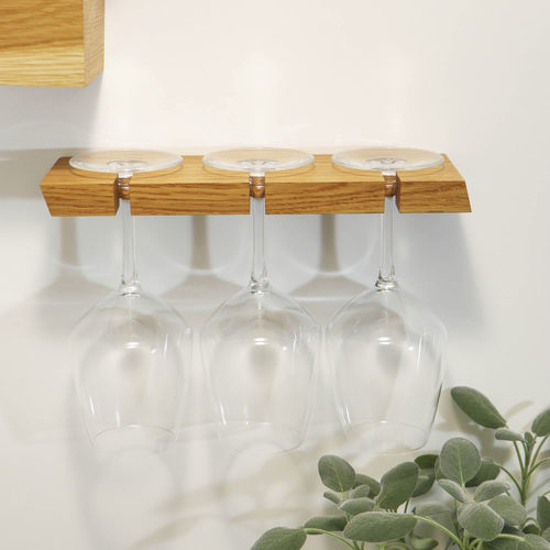 Supporto a muro per bicchieri - W • oblique - 3S design - in legno
